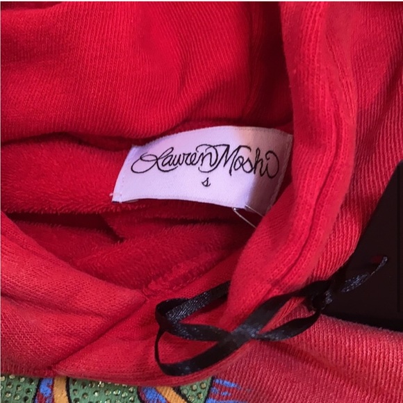 Lauren Moshi Poison Band Hoodie in Red Wash with Crystal Embellishments - Picture 6 of 8